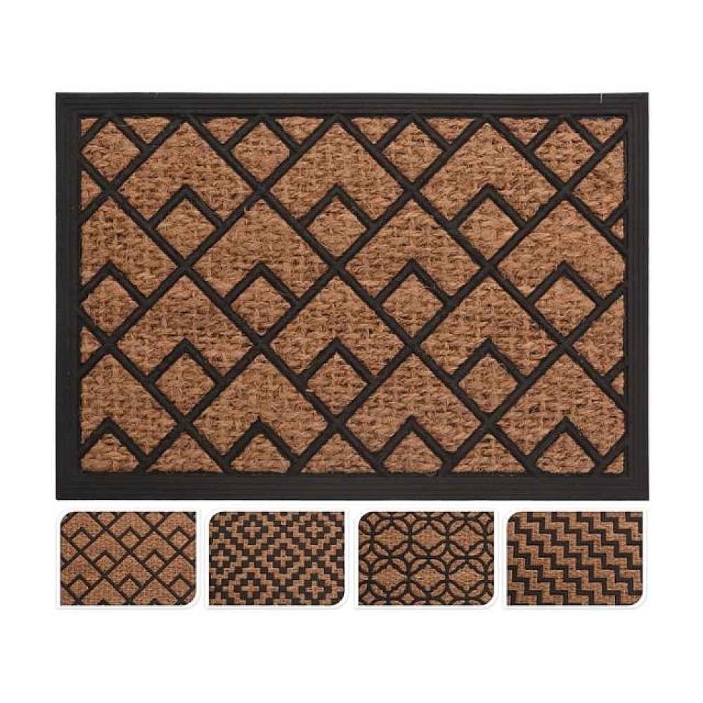 Covoras pentru antreu din cocos 40X60cm modele geometrice, baza de cauciuc