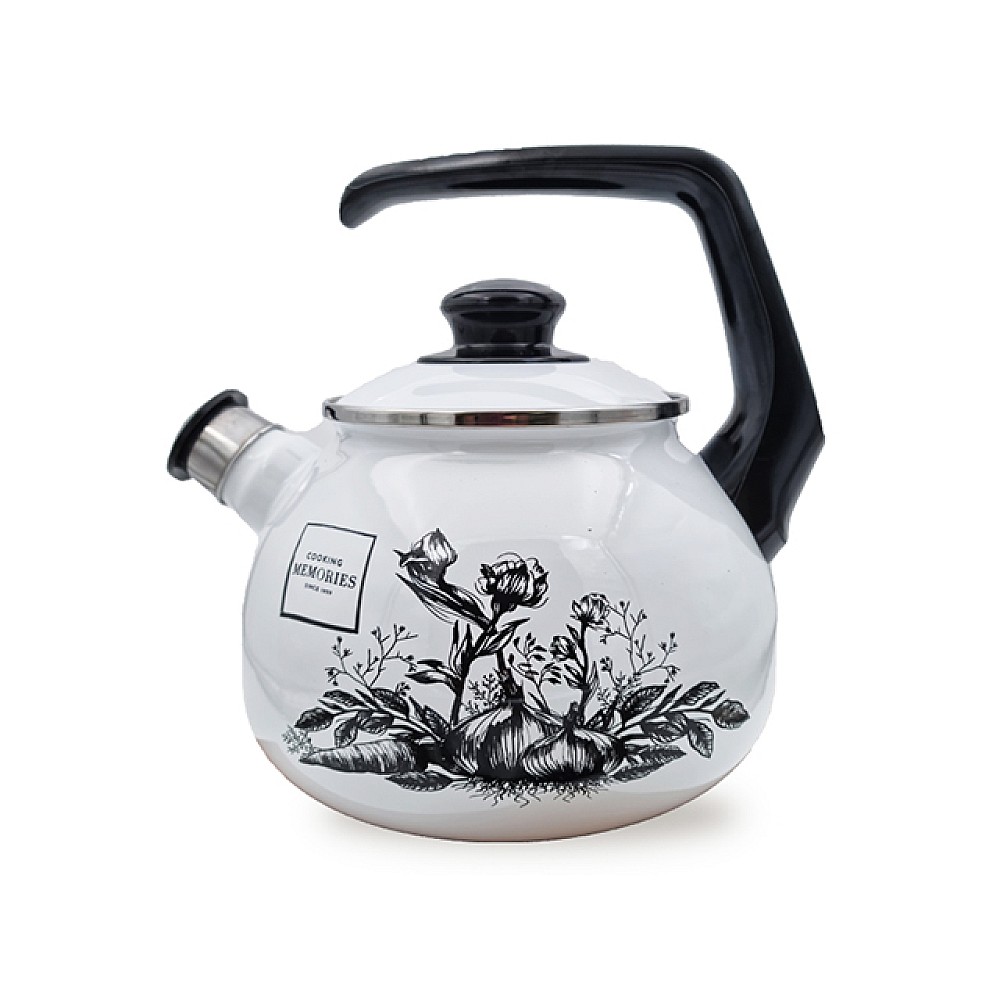 Ceainic emailat Black Rose 2.5l cu fluer