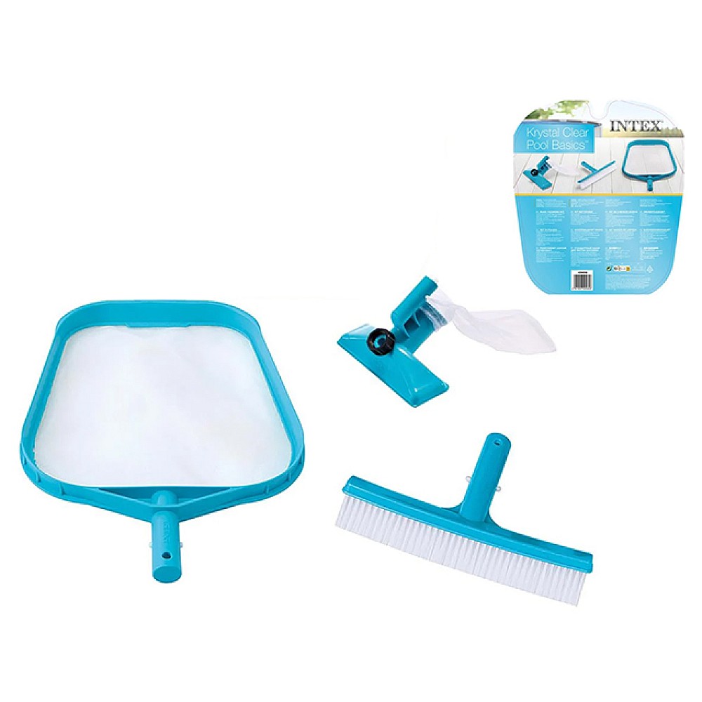 Set de curățare a piscinei (plasă, perie, duză de aspirare cu sac)