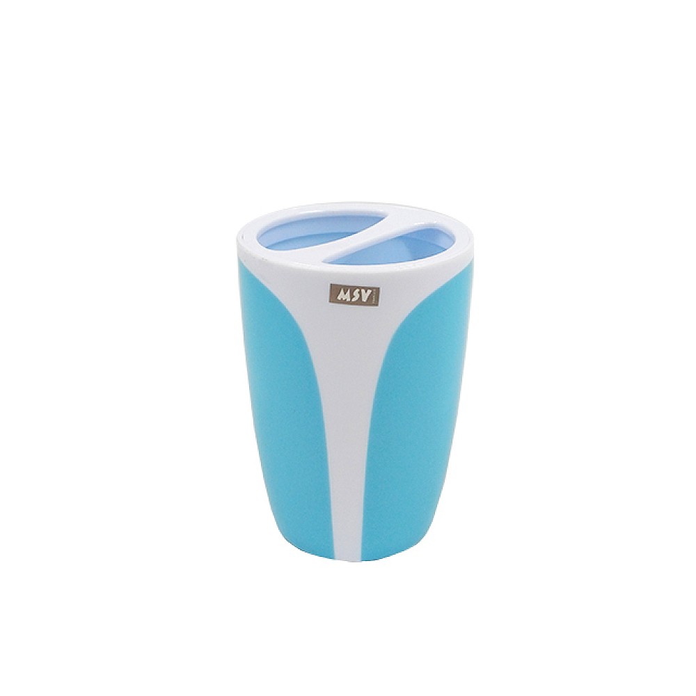 Pahar pentru periute de dinti cu separator MSV Kandy, albastru deschis, din plastic