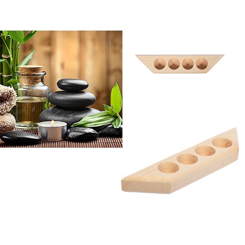 Raft pentru uleiuri BS 19.5X4.5cm la 4 recipiente, lemn de tei