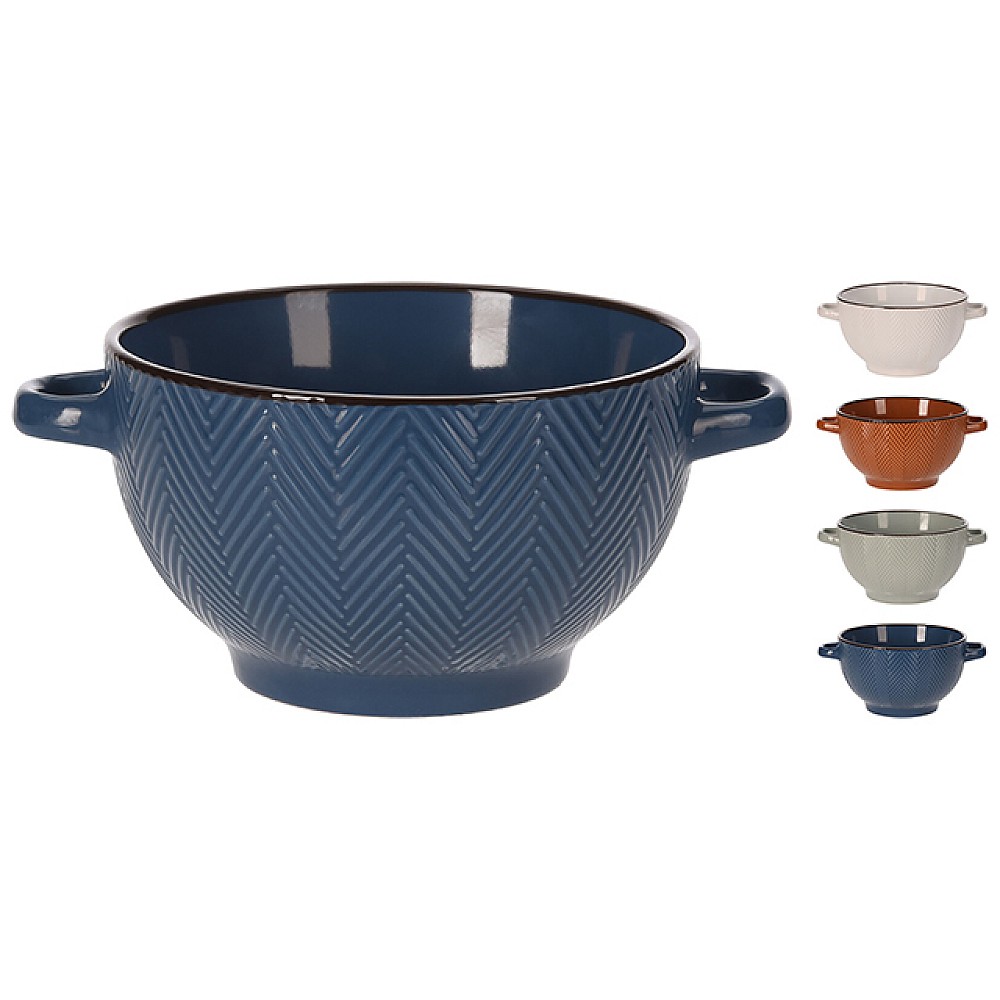 Cana pentru supă, Brad Siaki, 680 ml, cu mânere, ceramica