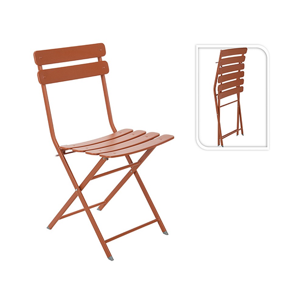 Scaun pliabil H80cm, metal, maro