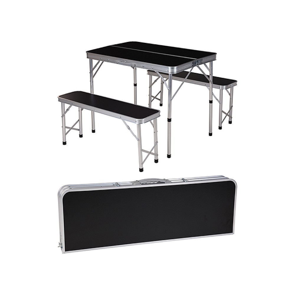 Masa plianta + 2 scaune, valiza 90X60X70cm, aluminiu/lemn