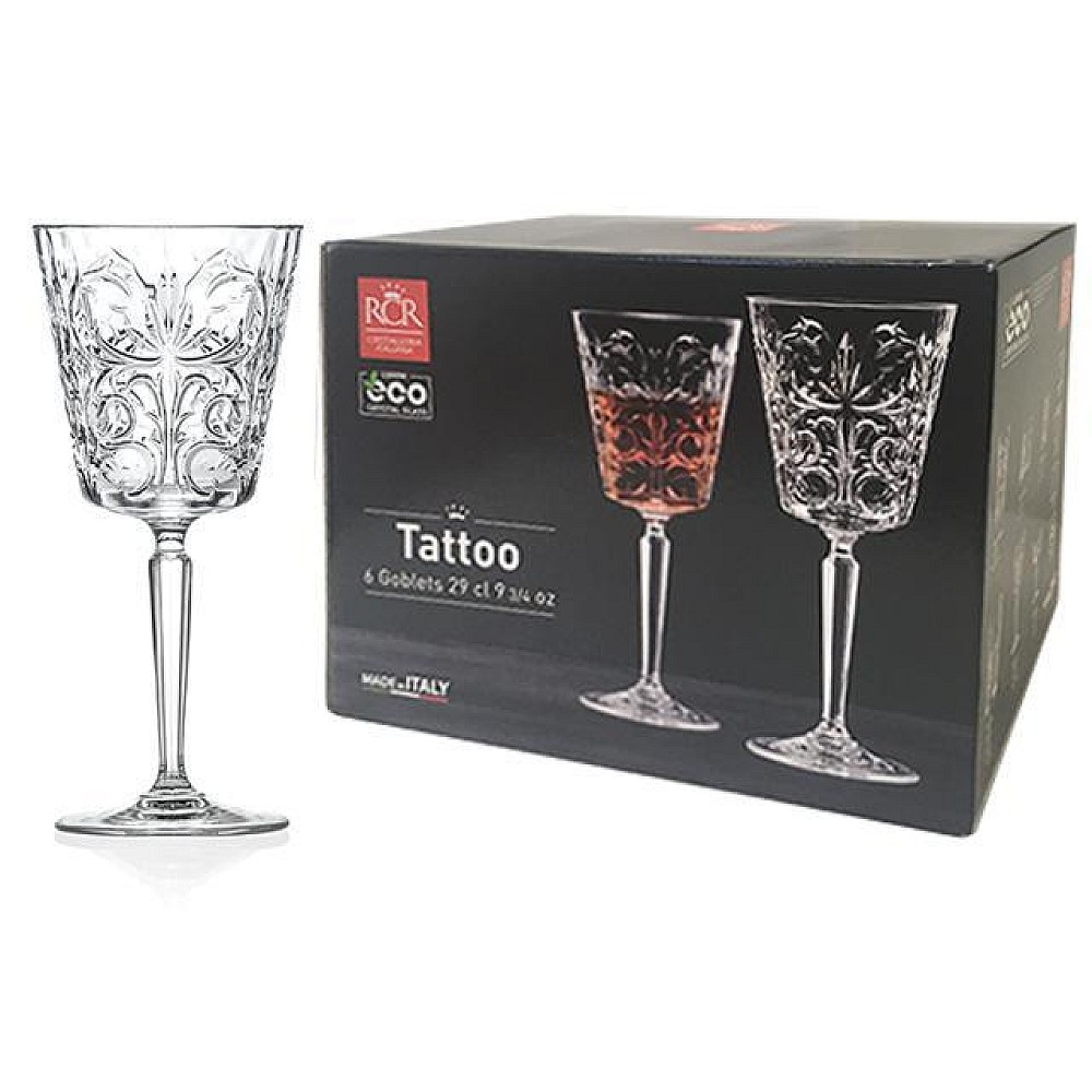 Set 6 pocale pentru vin Tattoo, 290ml