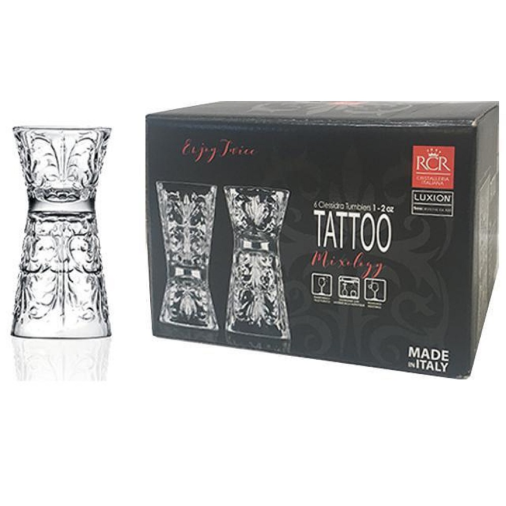 Set 6 pahare duble Tattoo 30/60ml, cristal
