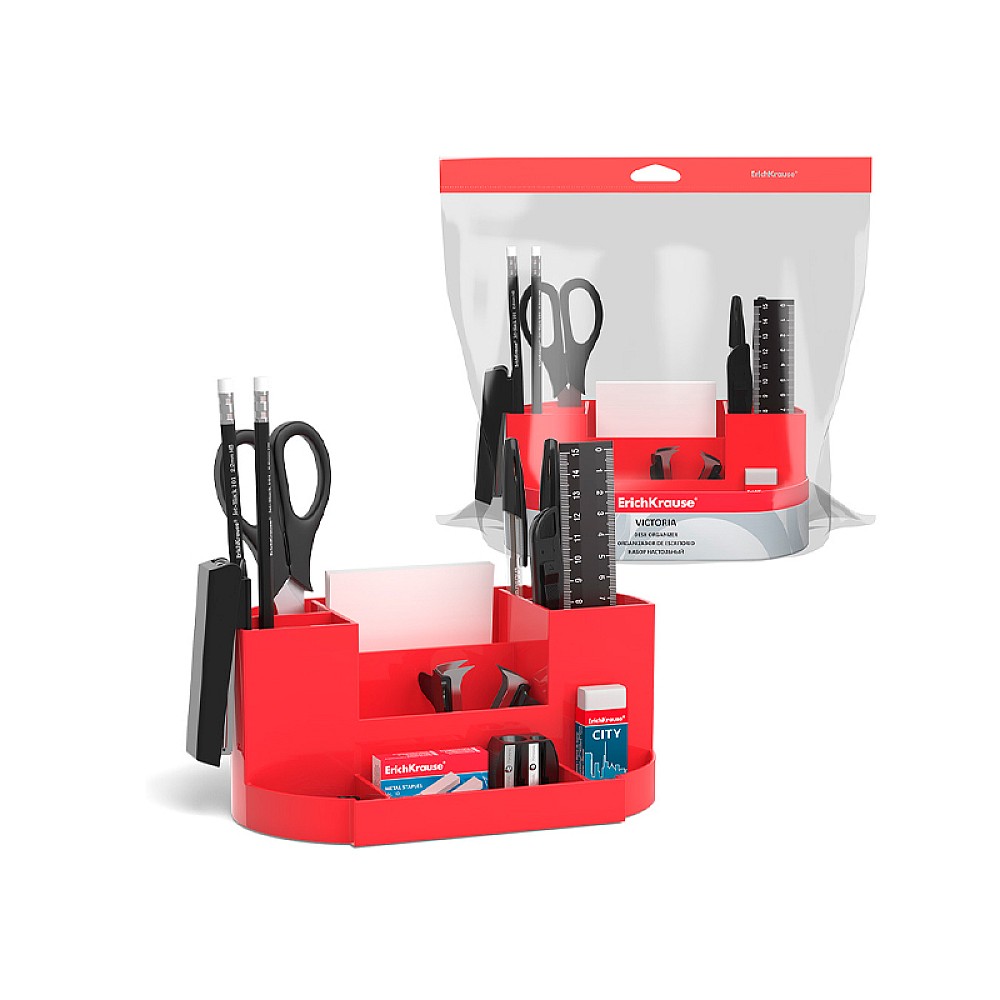 Set de birou ErichKrause Victoria Classic, 14 articole, rosu