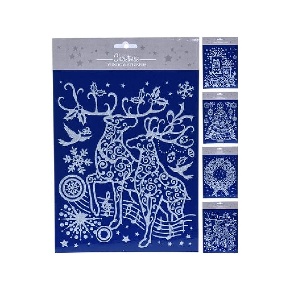 Autocolante de Craciun 30X21cm, albastru, 4 modele