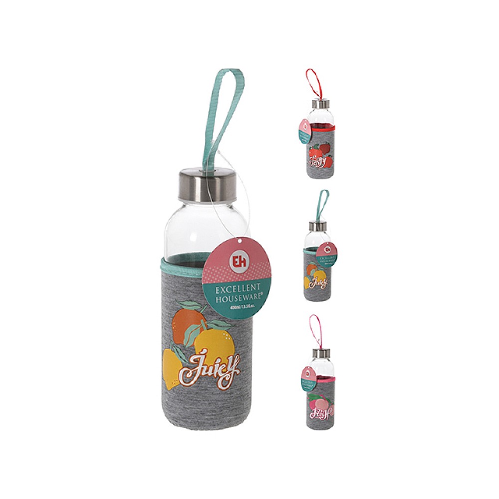 Sticla pentru apa EH 0.4l, 19cm, in husa, sticla