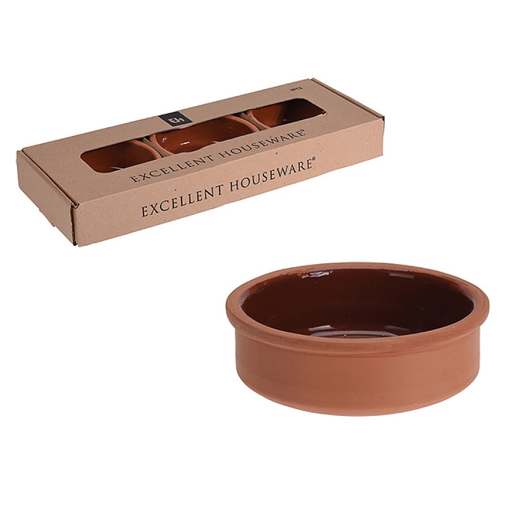 Set vase pentru copt/servire EH 3buc 0.2l, D12cm, ceramica