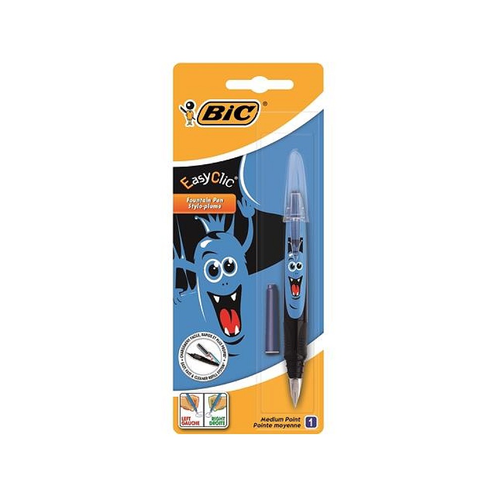 Stilou BIC Easy Clic Monster + rezerva, albastru