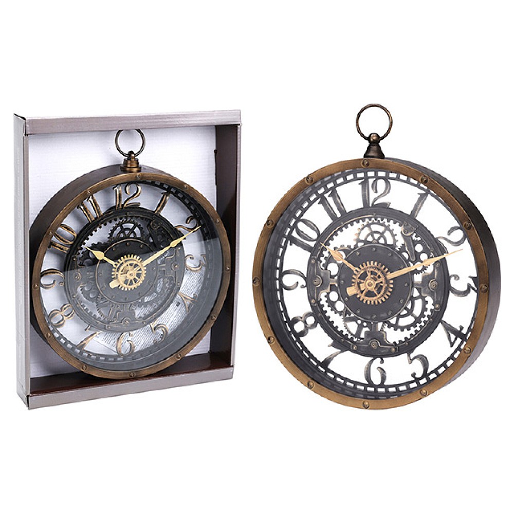 Ceas de perete rotund D26.5cm, mecanism transparent