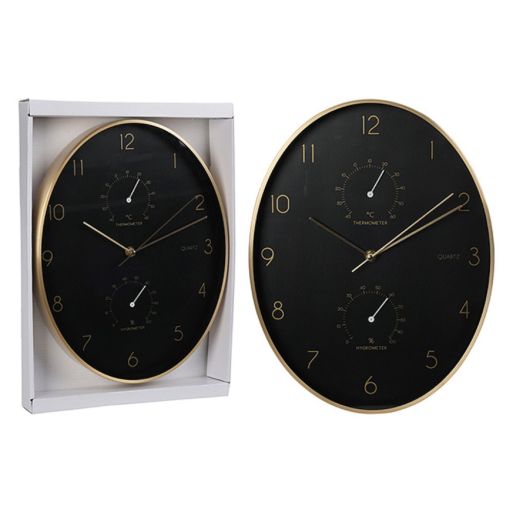 Ceas de perete oval cu stație meteo, 26X34.5cm