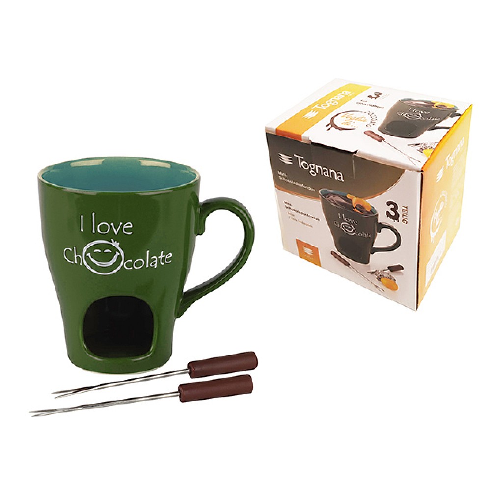 Set fondue-cana pentru ciocolata calda cu 2 furculite Tognana