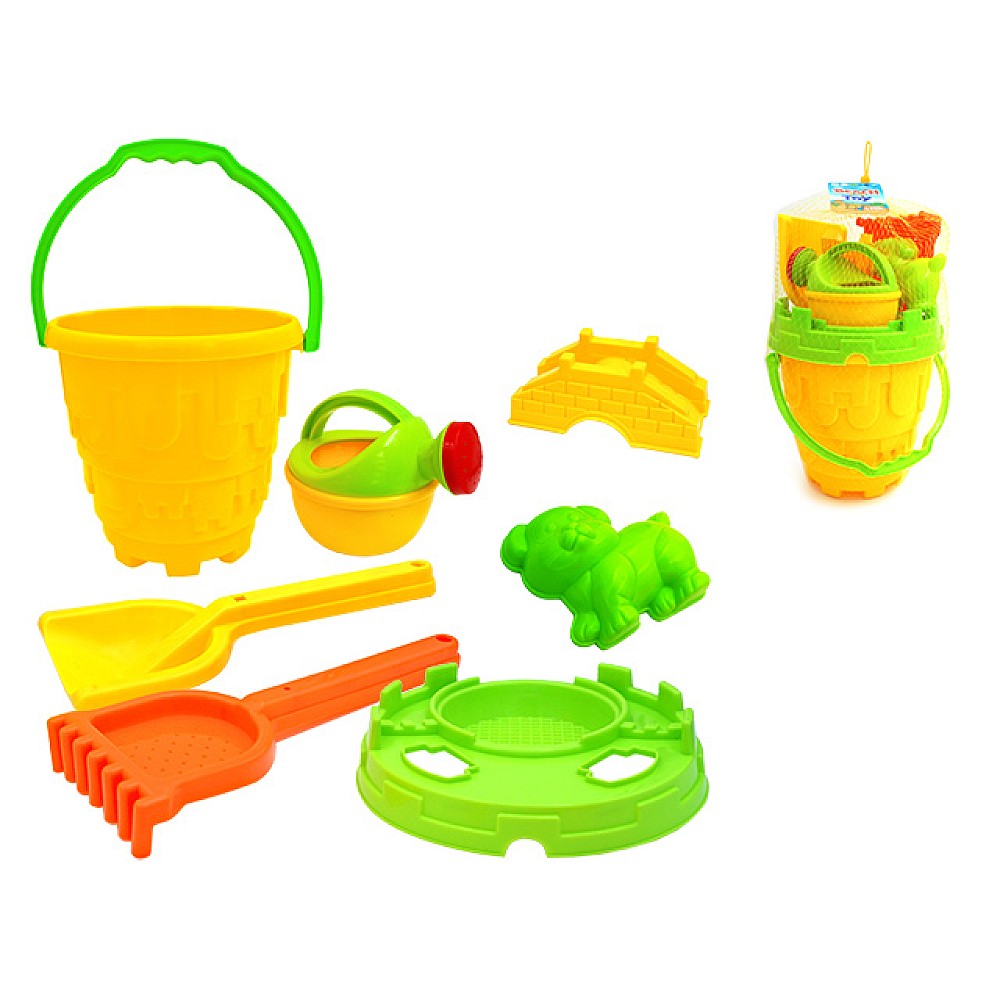 Set de jucarii si sita pentru nisip in caldarusa 13X34cm