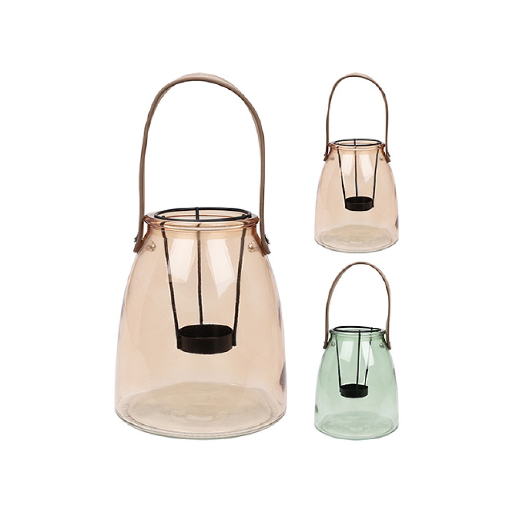 Sfesnic din sticla cu maner si suport lumanare 13Х15 сm, 2 culori in sortiment