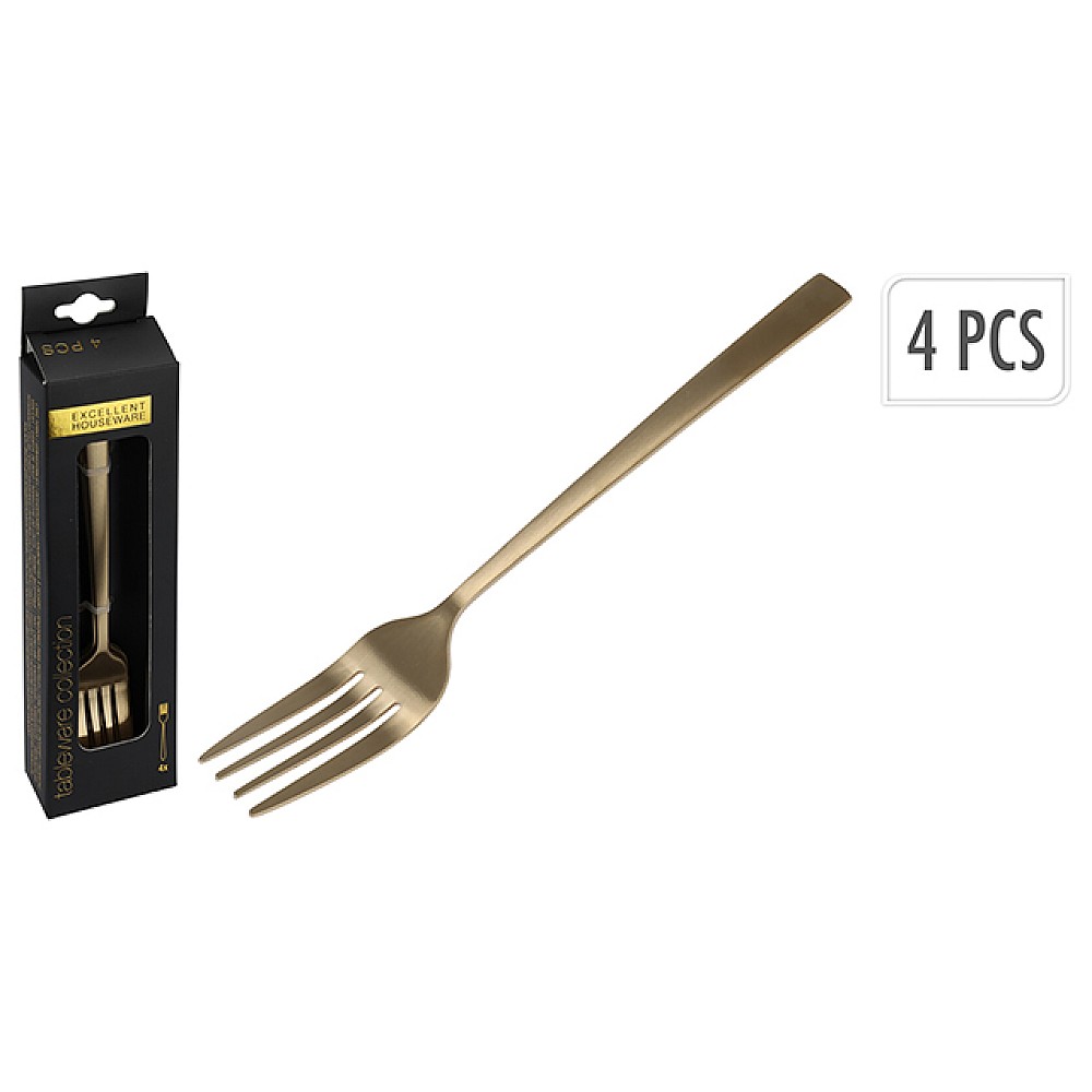 Set furculite de desert EH 4buc, aurii, inox
