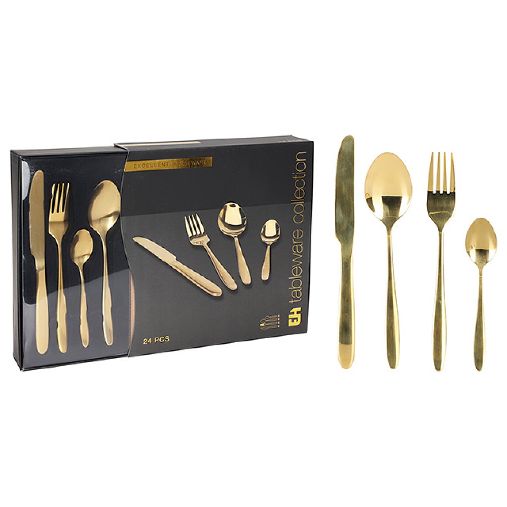 Set de tacamuri EH 24buc, inox, auriu