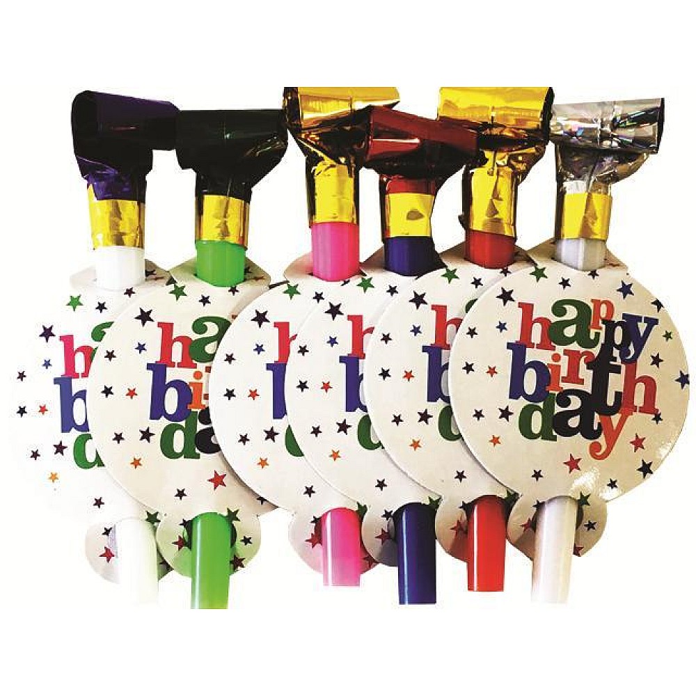 Set fluiere cu limba Happy Birthday 6buc