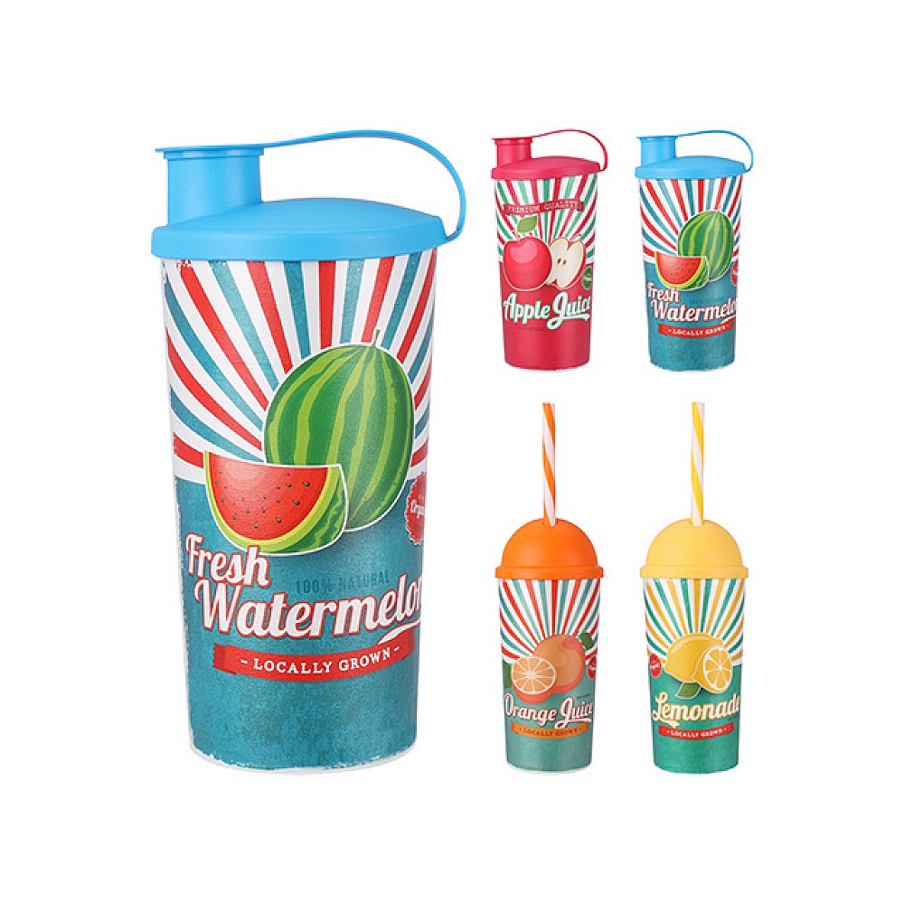 Pahar pentru bauturi 470 ml cu capac sau pai, plastic