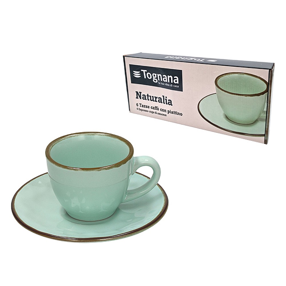 Set cani pentru cafea 6 buc cu farfurii Tognana Naturalia Acquaviv, ceramica