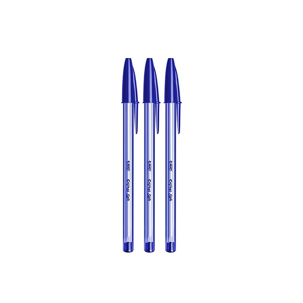 Pix cu bilă Bic Cristal Soft 3buc, albastru
