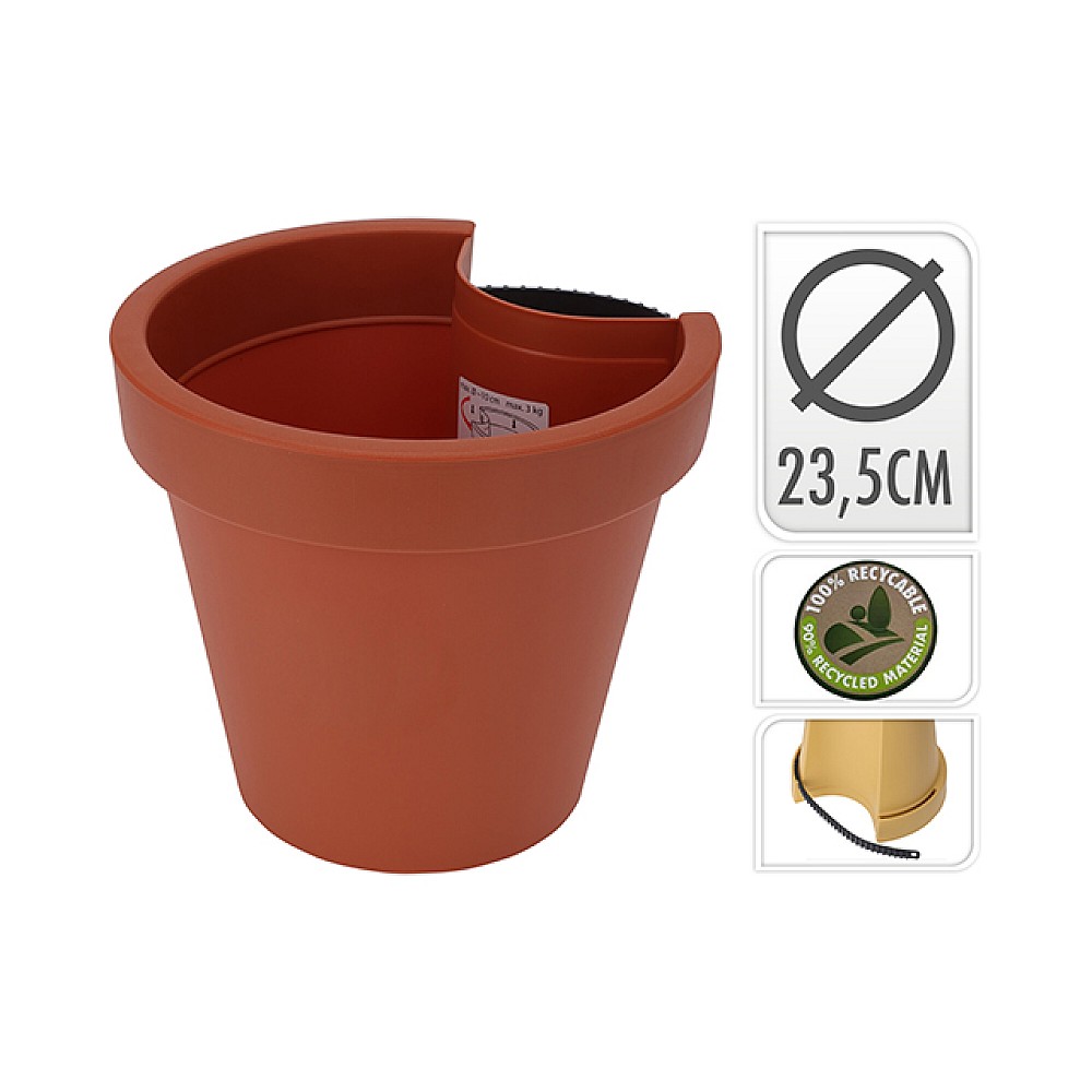 Ghiveci pentru flori cu orificiu pentru teava D23.5, H21cm, maro