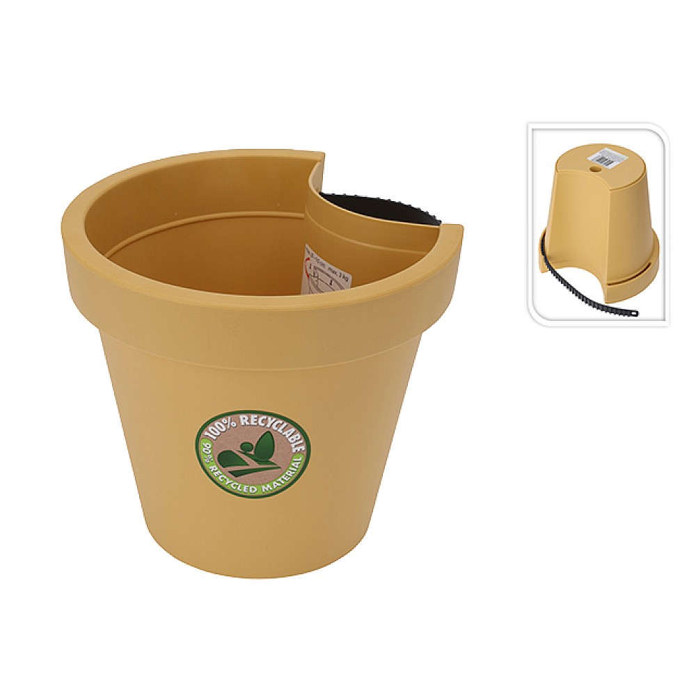 Ghiveci pentru flori cu orificiu pentru teava D24, H21cm, galben