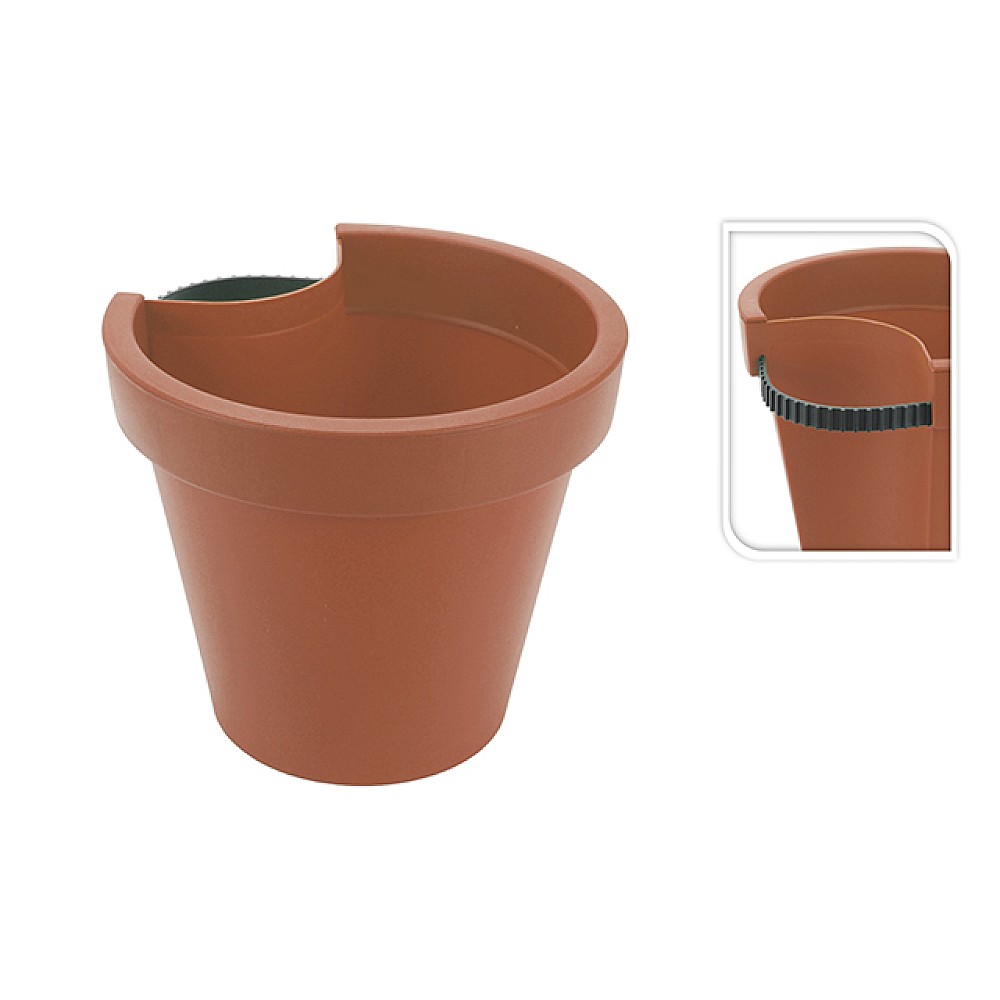Ghiveci pentru flori cu orificiu pentru teava D24, H21cm, maro