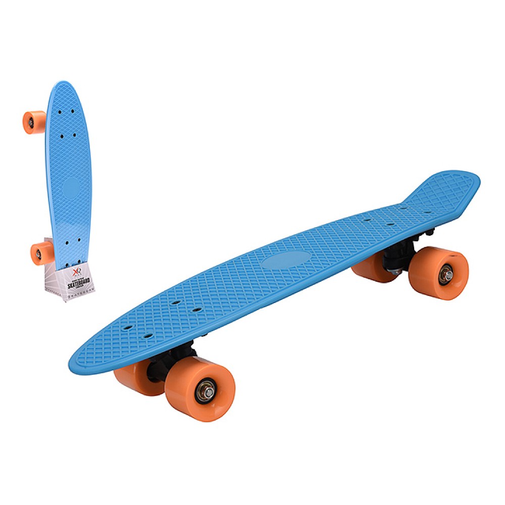 Skateboard XQMAX 58X14X9cm, max 80kg, in stil racing, albastru