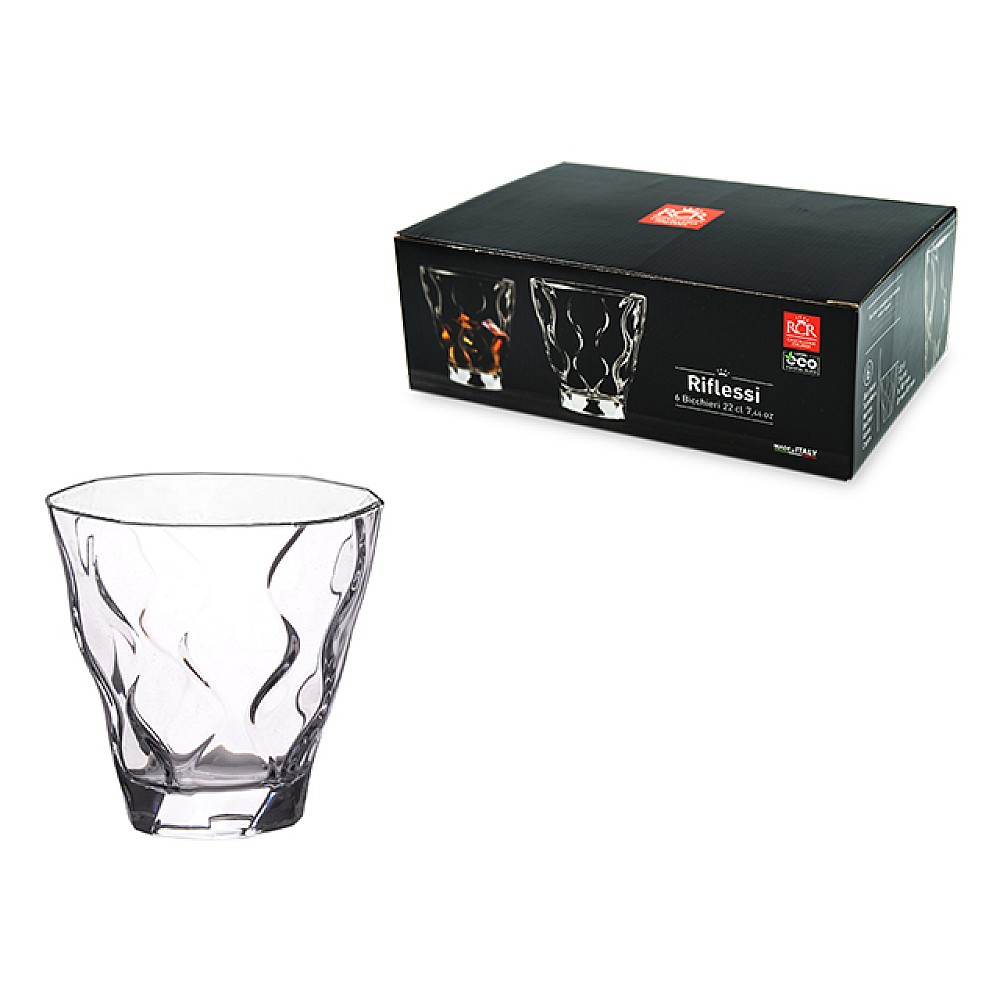 Set 6 pahare tip Tumbler Riflessi 220ml, cristal