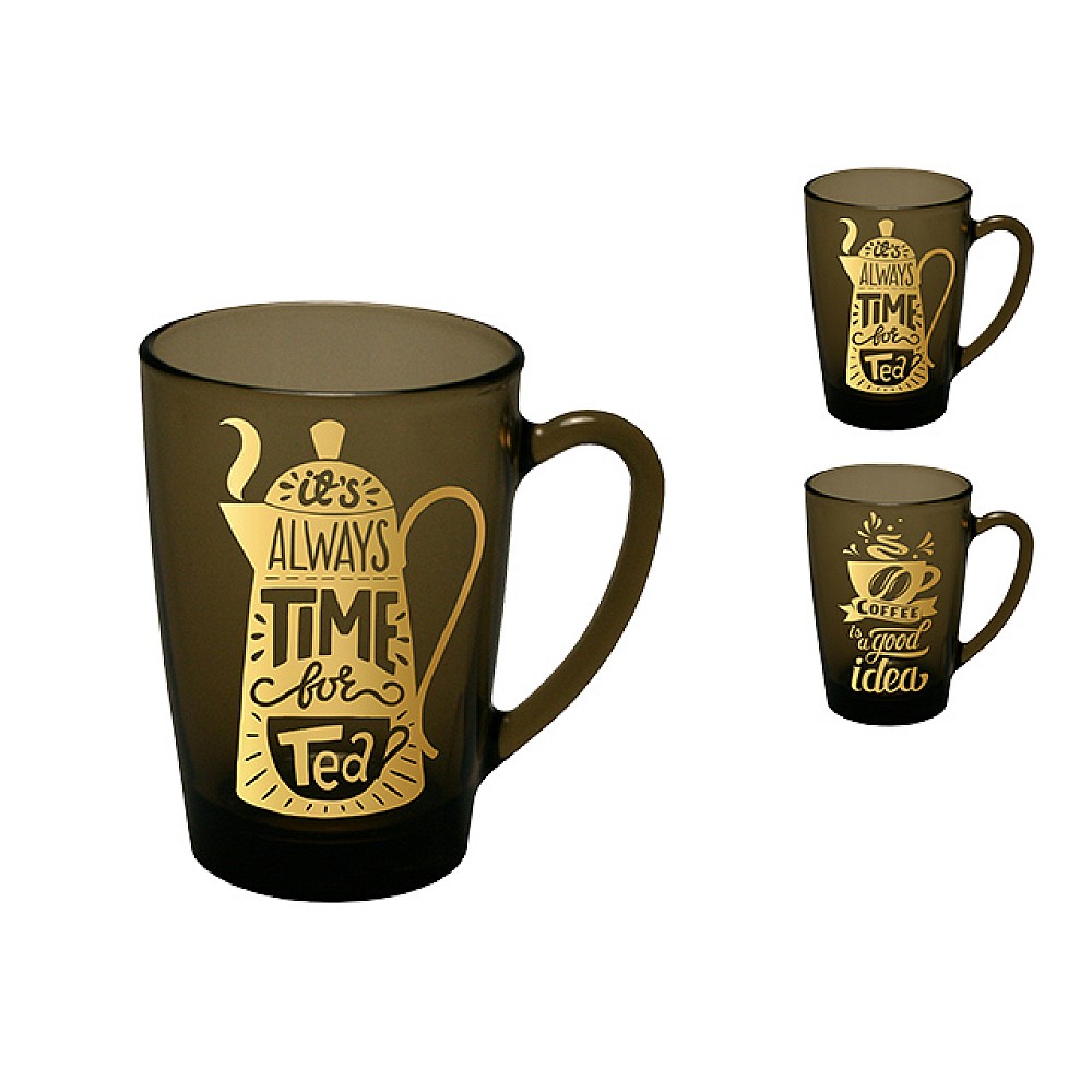 Cana din sticla 300ml GI Verso Design cu desen