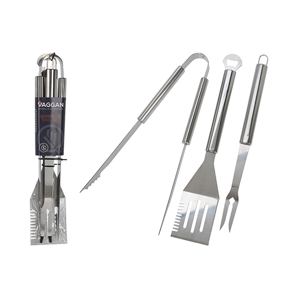 Instrumente pentru gratar BBQ 3 buc (spatula, furculita, cleste)