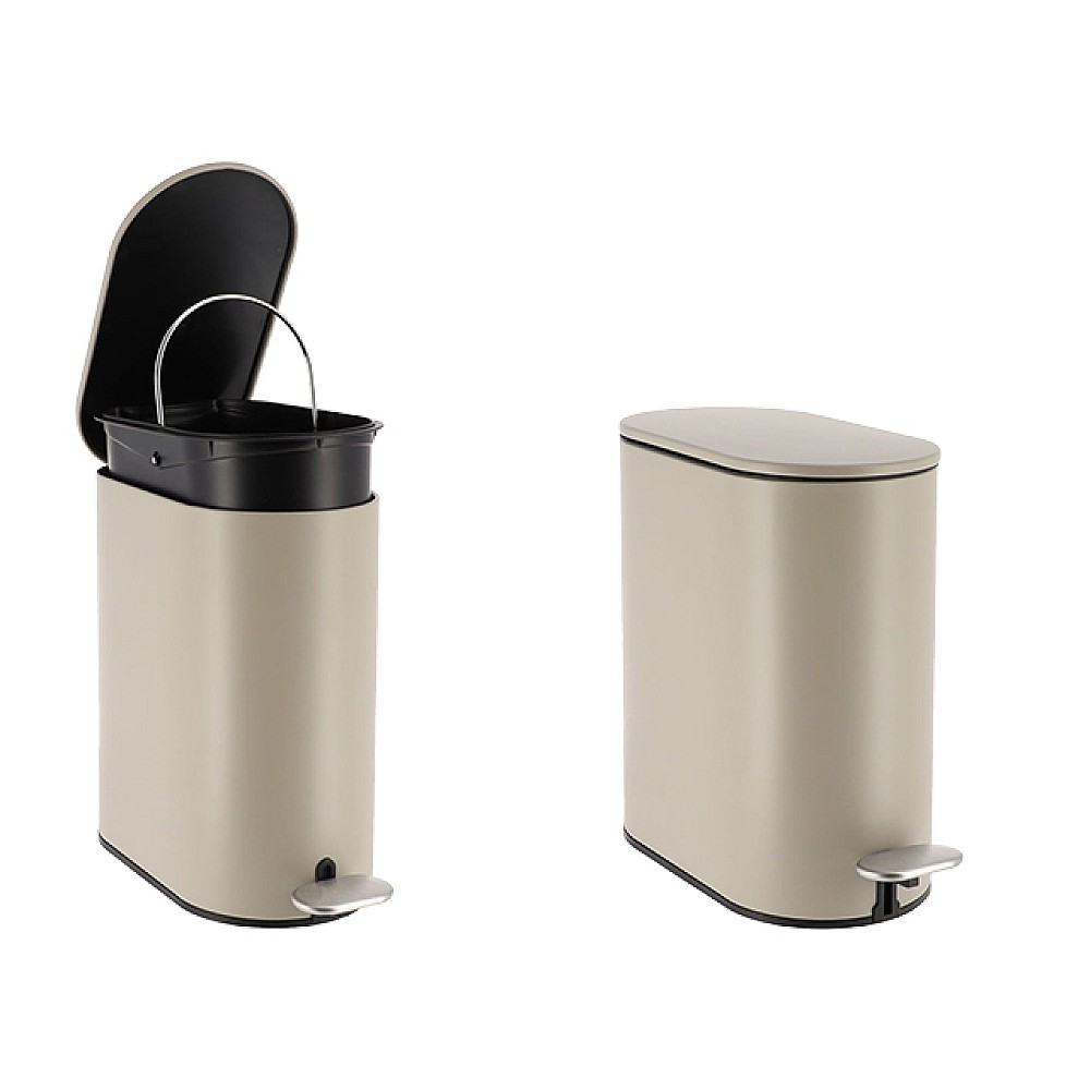 Cos pentru gunoi cu pedala Tendance 5l 14X30X28.5cm, inox, bej