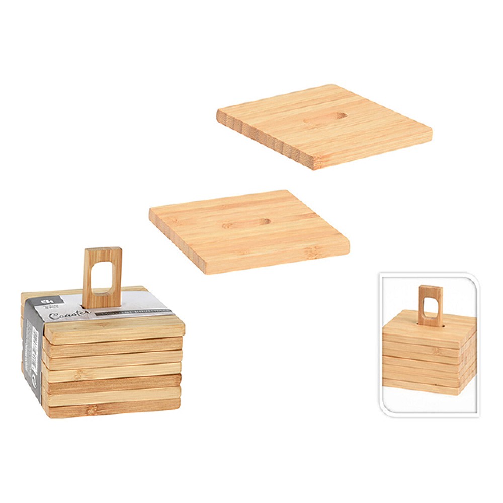 Set suport din bambus pentru cani, EH, 6buc, 9X9cm