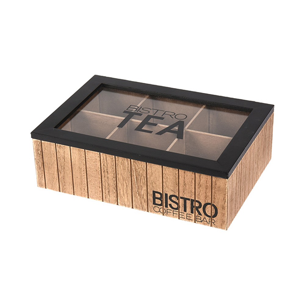 Cutie pentru ceai 6 compartimente Bistro 24X16X7cm, lemn