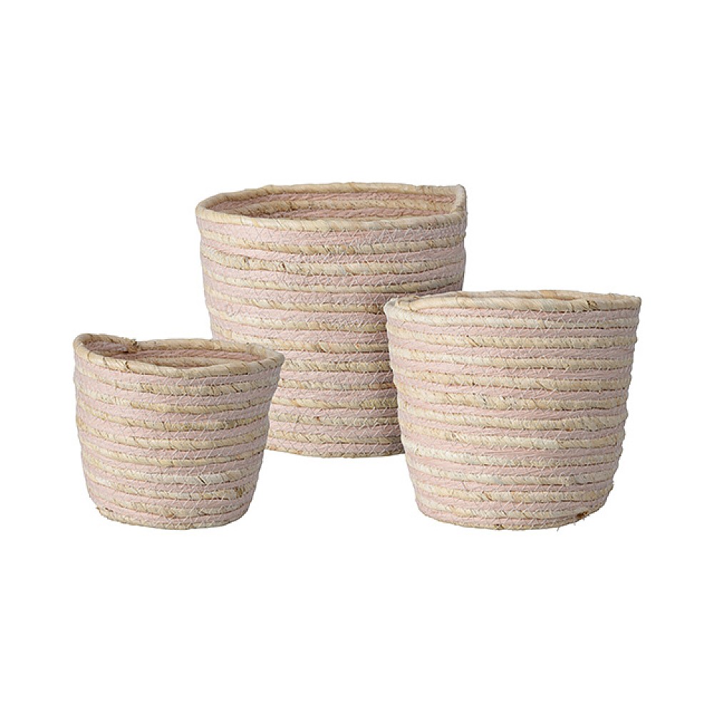 Cosuri impletite 3buc (17X15, 20X18, 23X21cm) natural, dungi roz