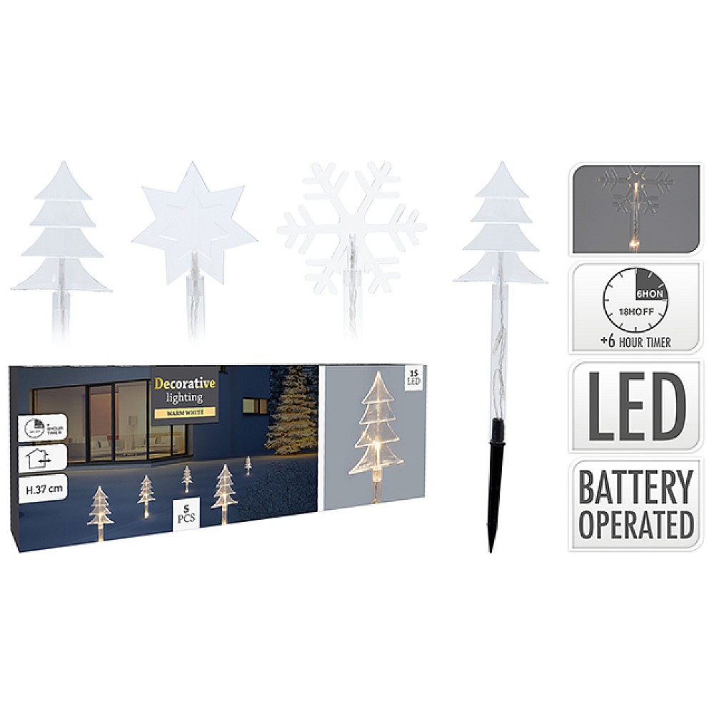Set figurine 5buc 15LED 37cm, 2XAA, cronometru