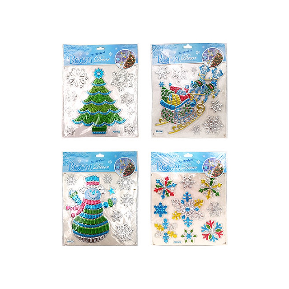 Autocolante de revelion pe fereastra 22X27.5cm, alb-albastru