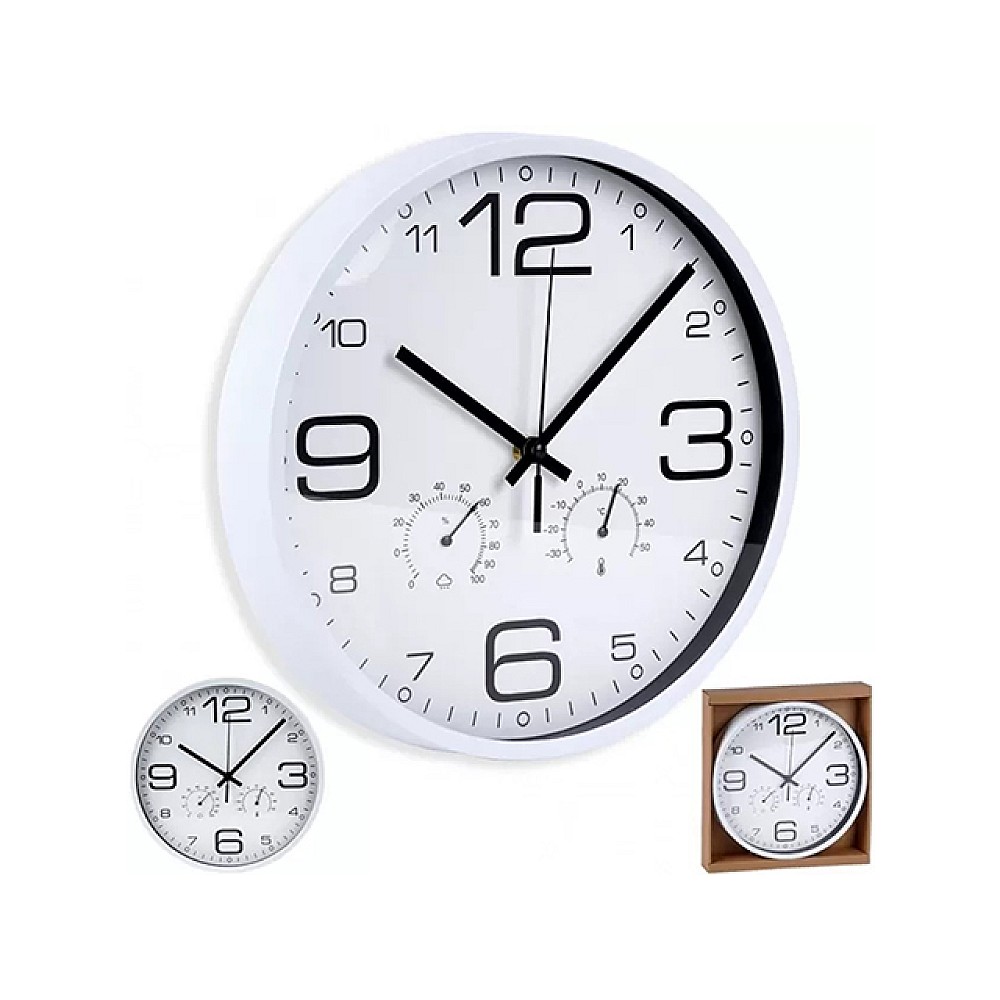 Ceas de perete rotund 30.5cm cu termometru si barometru