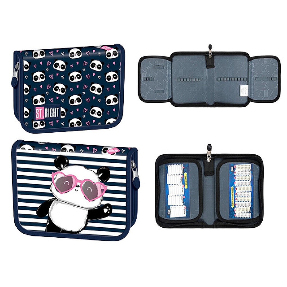 Penar 21X14X3.5cm St.Right Love Panda, textil, cu 2 buzunare