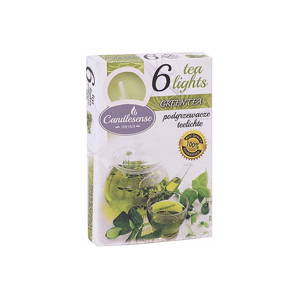 Lumânări pastile aroma Decor, 6 bucăți, 3.8 cm, 4.5 ore, Ceai verde