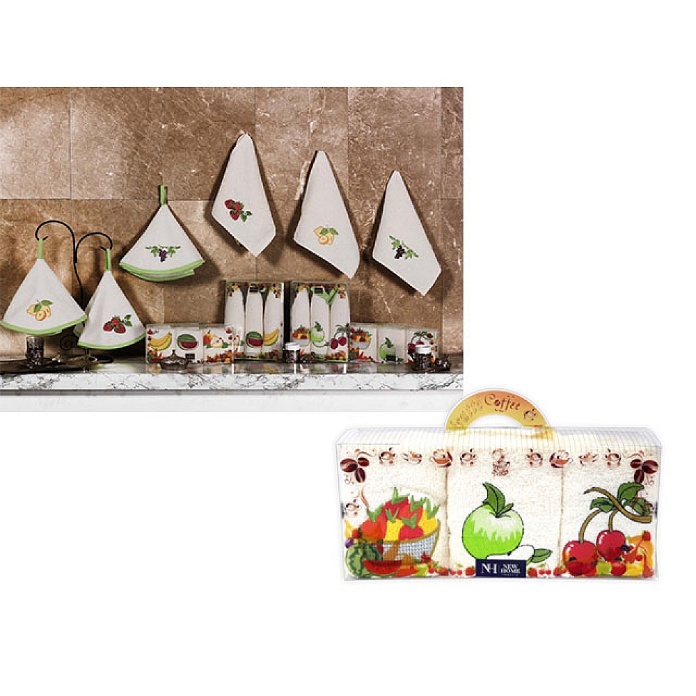 Set prosoape de bucatarie 3buc, 30X50cm NH Fruits, bumbac