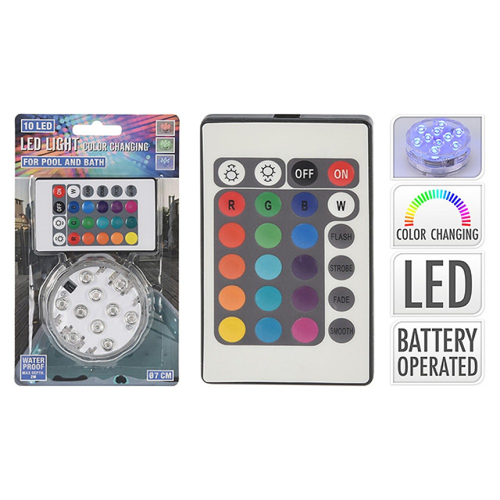 Lampa pentru basin 10LED multicolora cu telecomanda