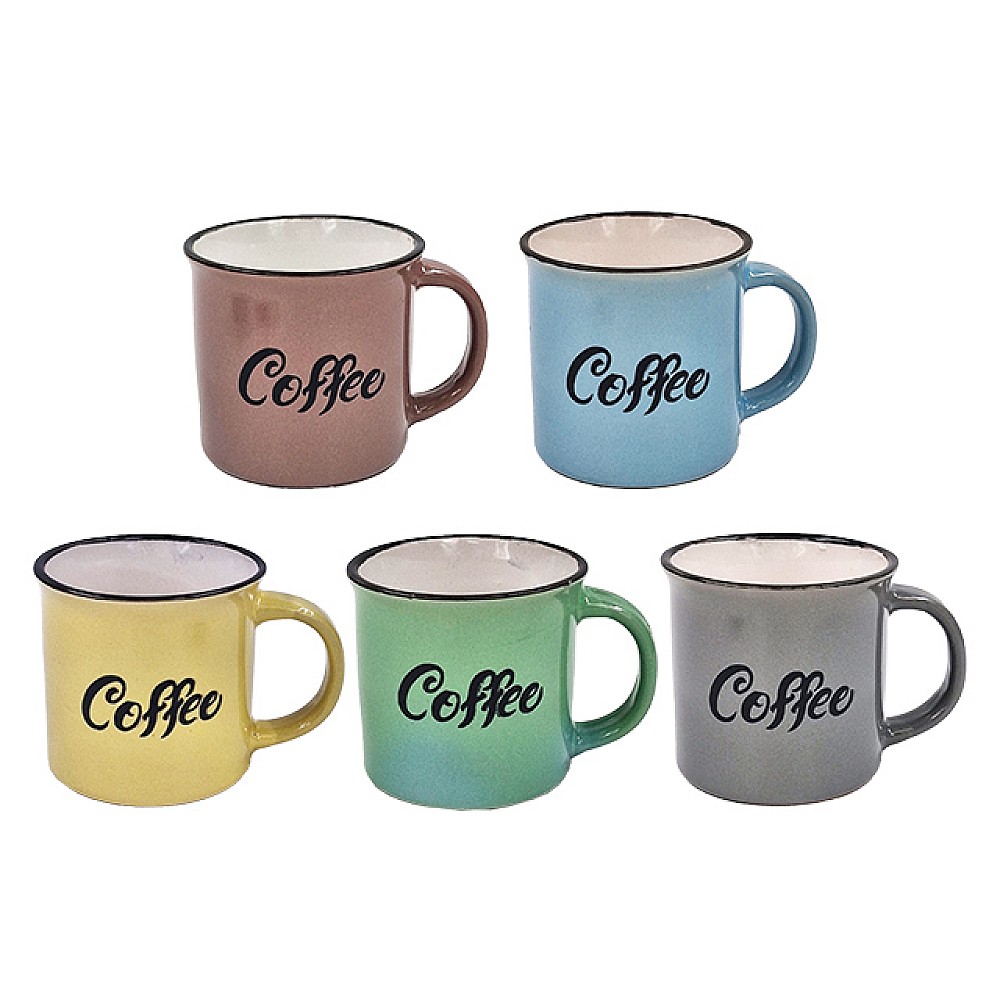 Cana din ceramica 210ml cu inscriptie Coffee, 5 culori