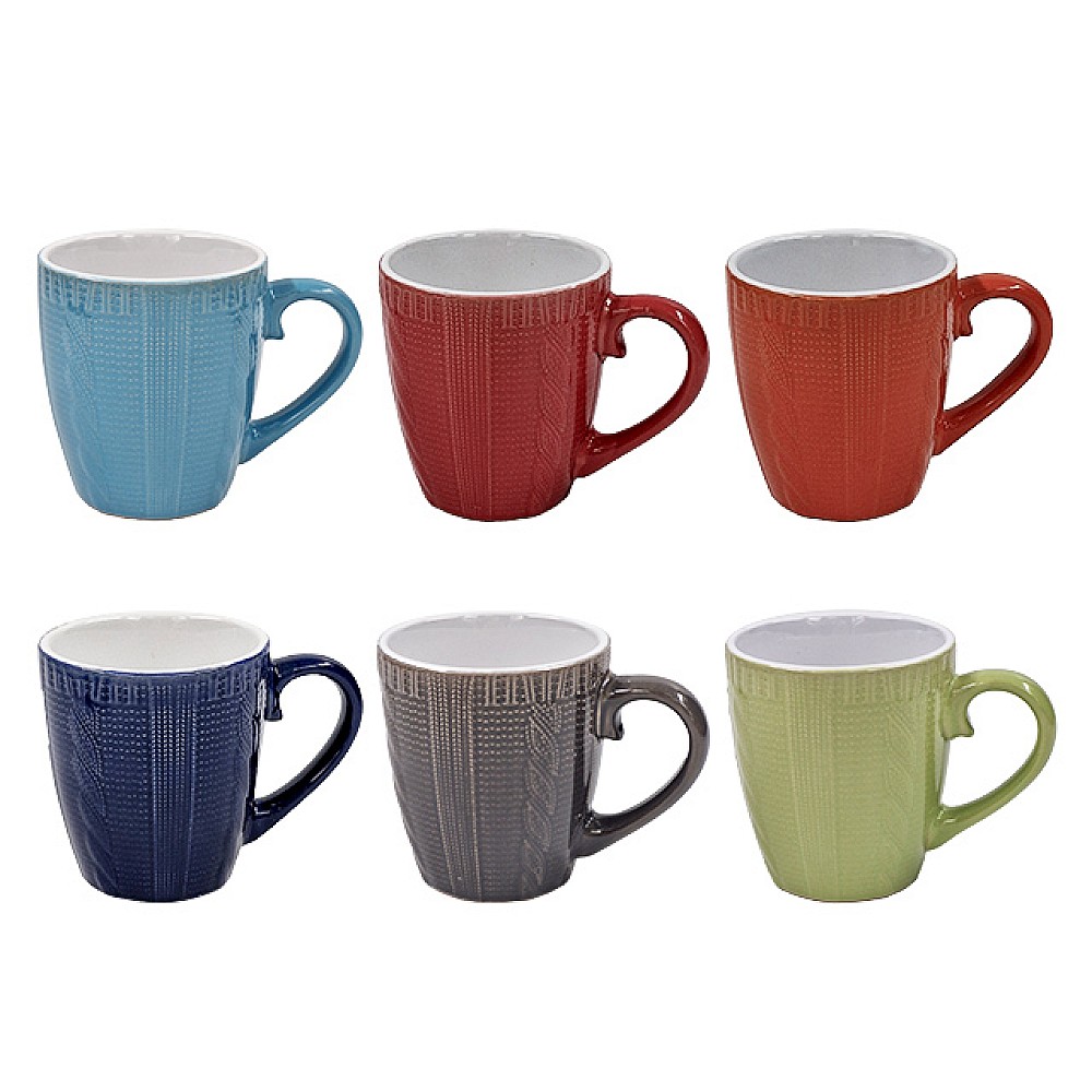 Cana din ceramica 260 ml reliefata, 6 culori