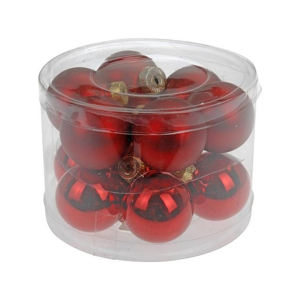 Set globuri din sticla 12X40mm, in cilindru, rosu