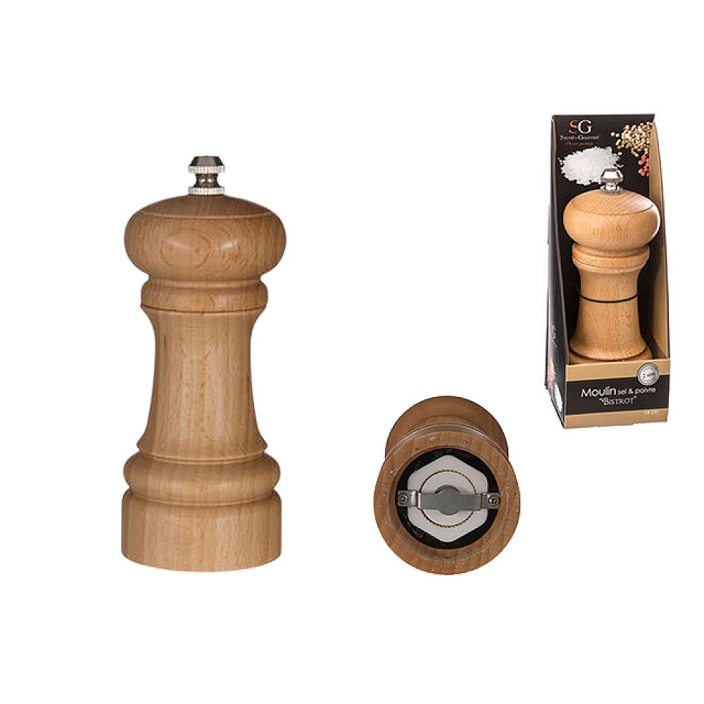 Rasnita pentru piper si sare SG D5.5X14.5cm, bambus