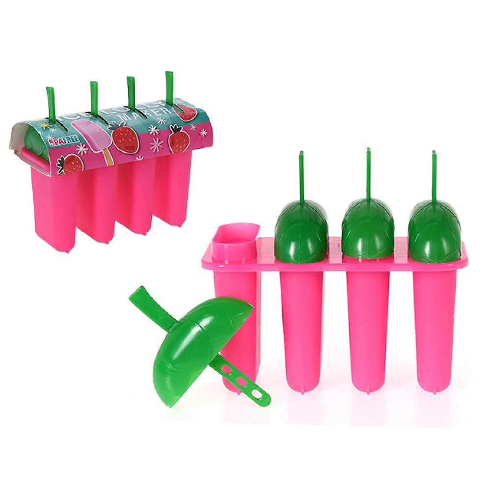 Set forme pentru inghetata 4buc, 14.5X7.8X17cm, roz, plastic