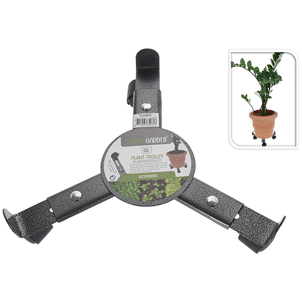 Suport ghivece de flori extensibil D22-30cm, pe roti, metal
